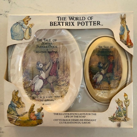 VTG Beatrix Potter Soap Dish & Soap~Jeremiah Puddle Duck in Box - Picture 2 of 8